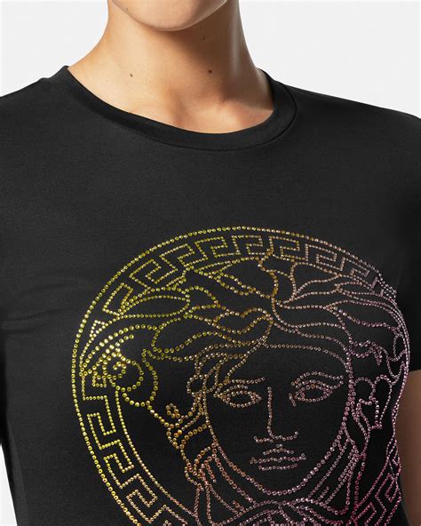 versace orange medusa head shirt|Versace crystal medusa t shirt.